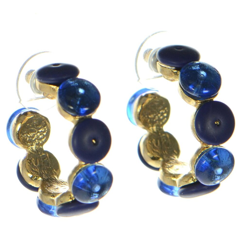 Oscar de la Renta Gold-tone Blue Hoop Earrings